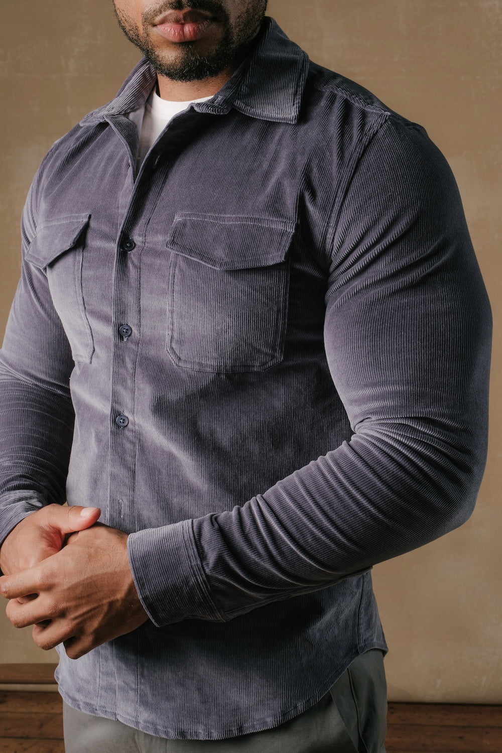 Cord Overshirt in Slate Blue