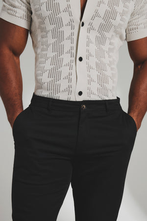 Muscle Fit Cotton Stretch Chino Trouser in Black