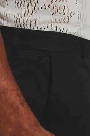 Muscle Fit Cotton Stretch Chino Trouser in Black