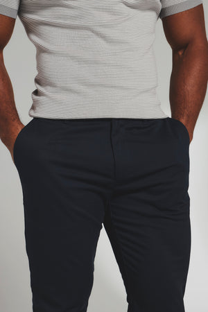 Muscle Fit Cotton Stretch Chino Trouser in Navy