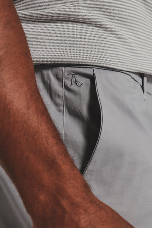 Muscle Fit Cotton Stretch Chino Trouser in Pale Grey