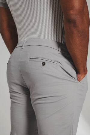 Muscle Fit Cotton Stretch Chino Trouser in Pale Grey