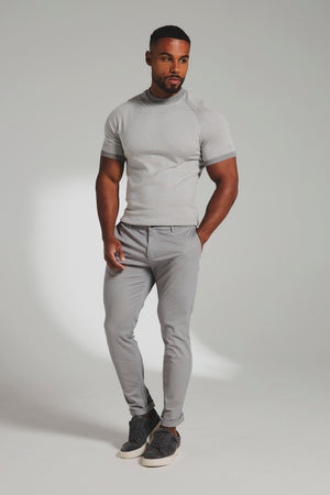 Muscle Fit Cotton Stretch Chino Trouser in Pale Grey