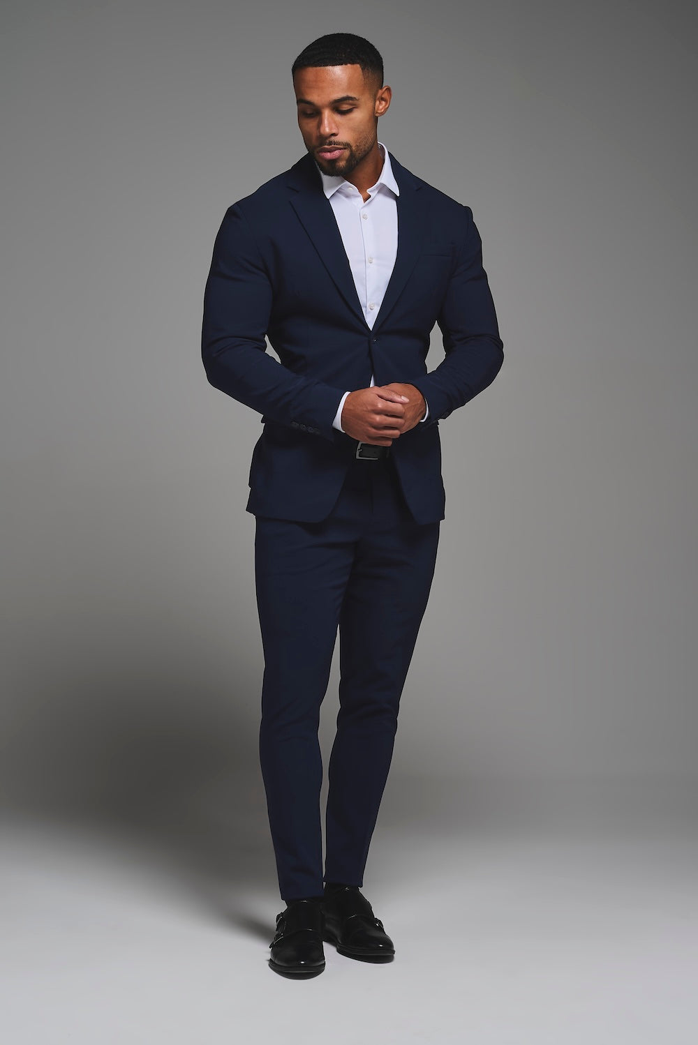 True Muscle Fit Tech Suit Jacket in Navy