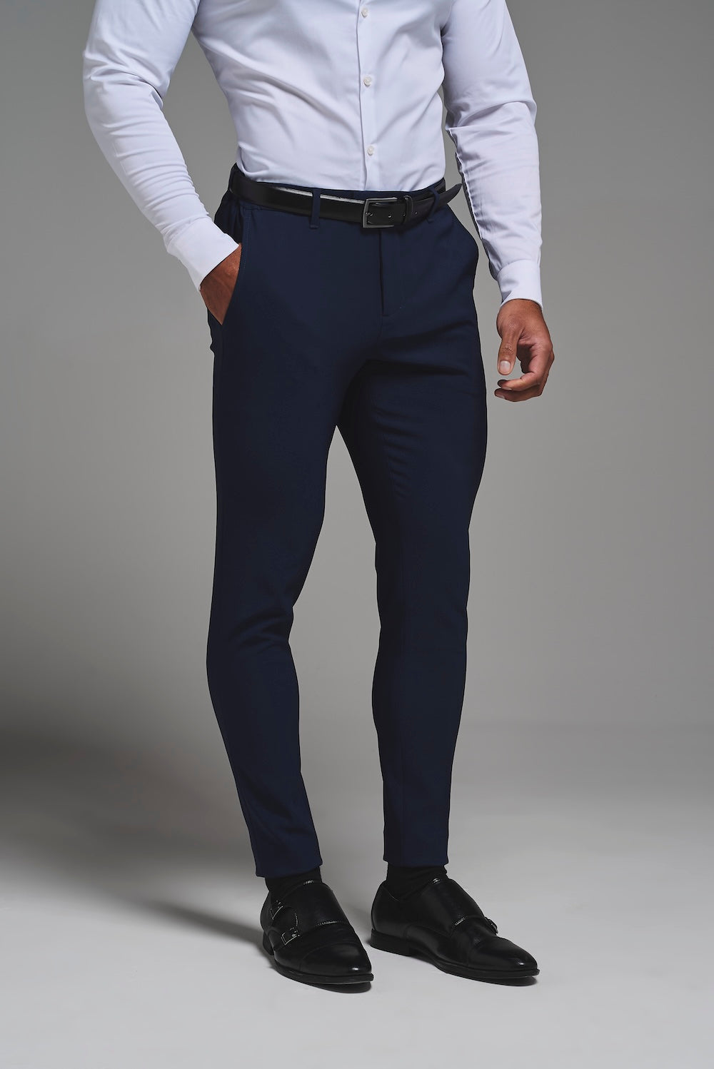 True Muscle Fit Tech Suit Trousers in Navy