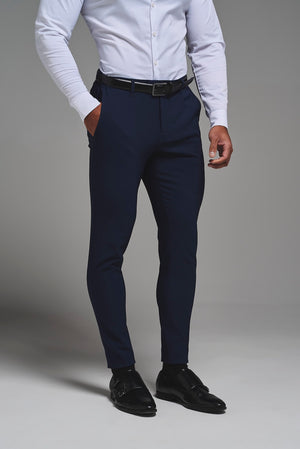 True Muscle Fit Tech Suit Trousers in Navy