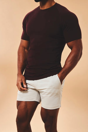 Muscle Fit Stretch Chino Shorts - Shorter Length in Dove Grey