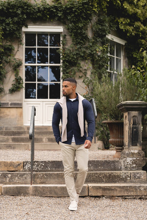 Textured Jersey Shirt in Navy