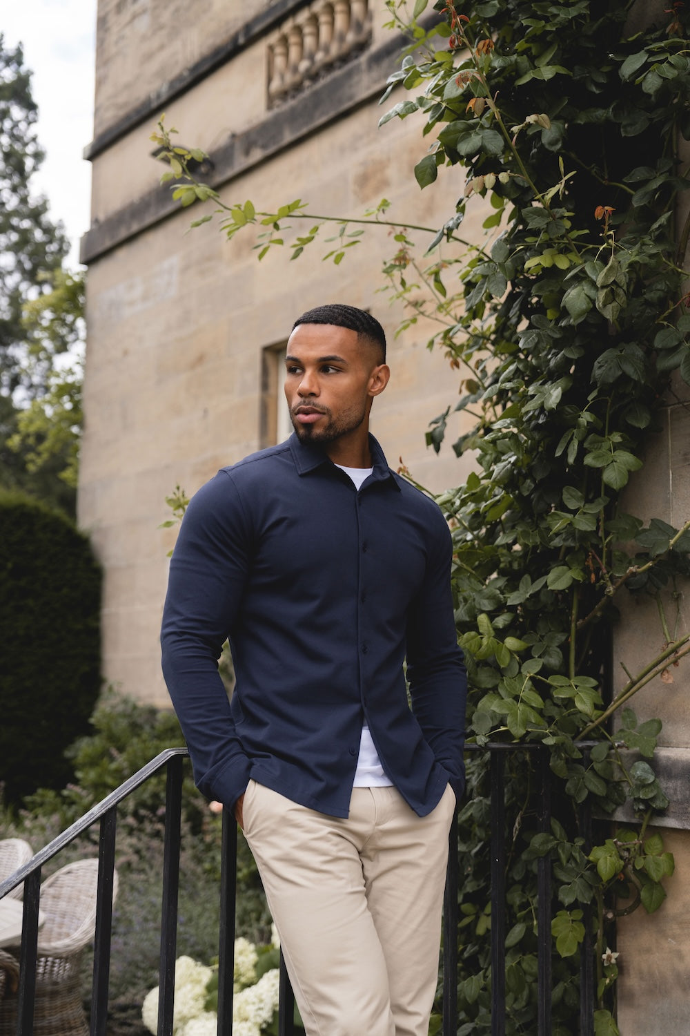 Textured Jersey Shirt in Navy