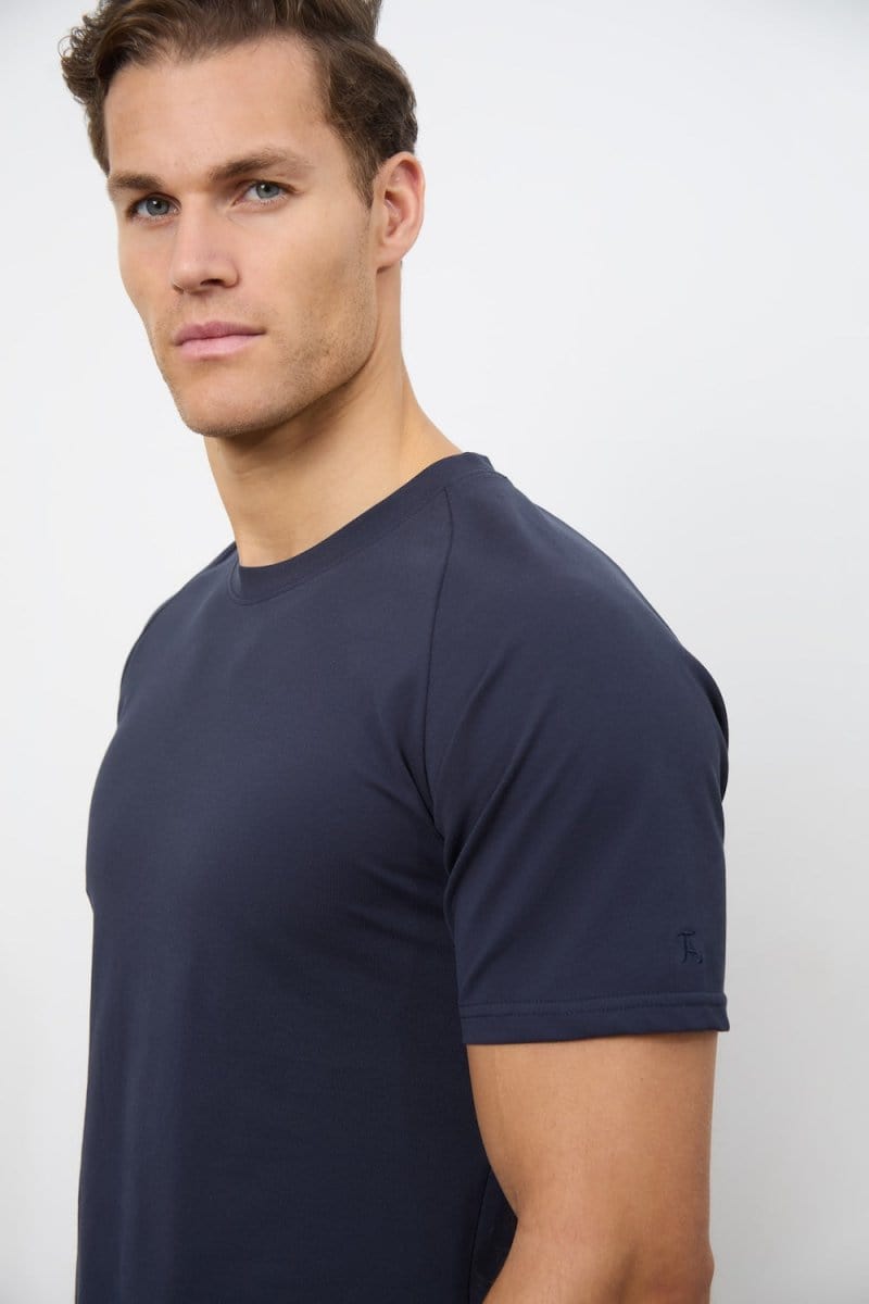 Textured Jersey T-Shirt in Navy - TAILORED ATHLETE - ROW