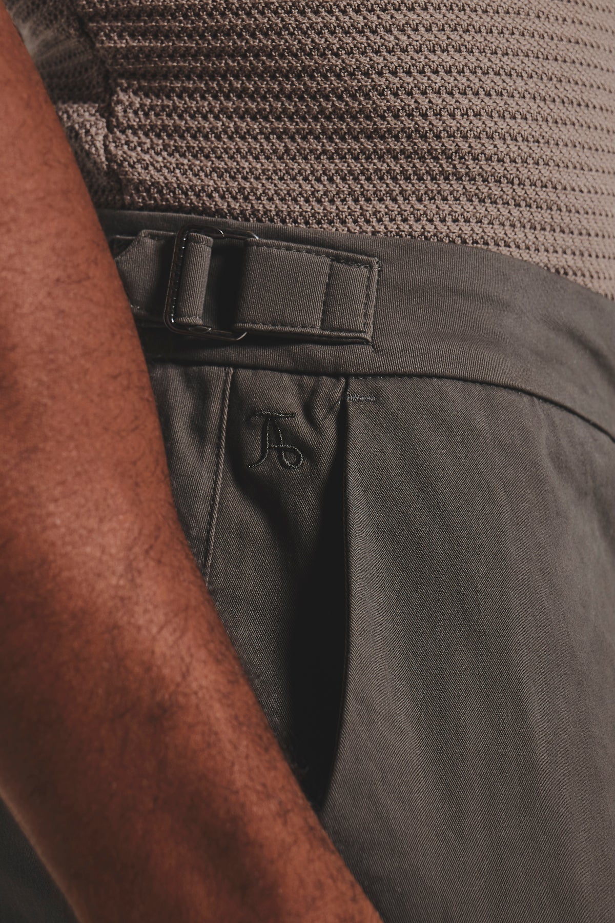 Smart Chino Side Adjuster Trousers in Mocha