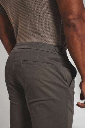Smart Chino Side Adjuster Trousers in Mocha