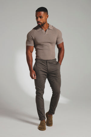 Smart Chino Side Adjuster Trousers in Mocha