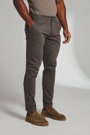Smart Chino Side Adjuster Trousers in Mocha