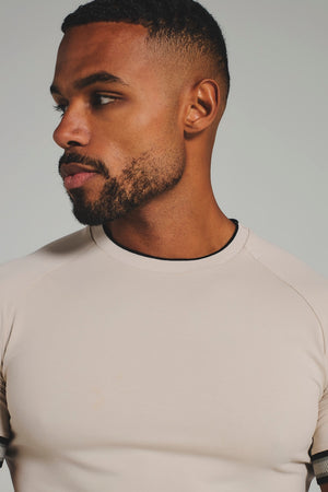 Tipped Fashion Fit T-Shirt in Stone and Mushroom