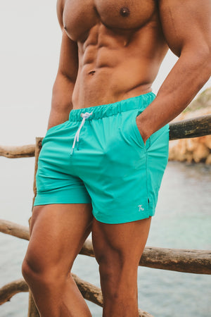 Quick Dry Plain Swim Short in Aqua