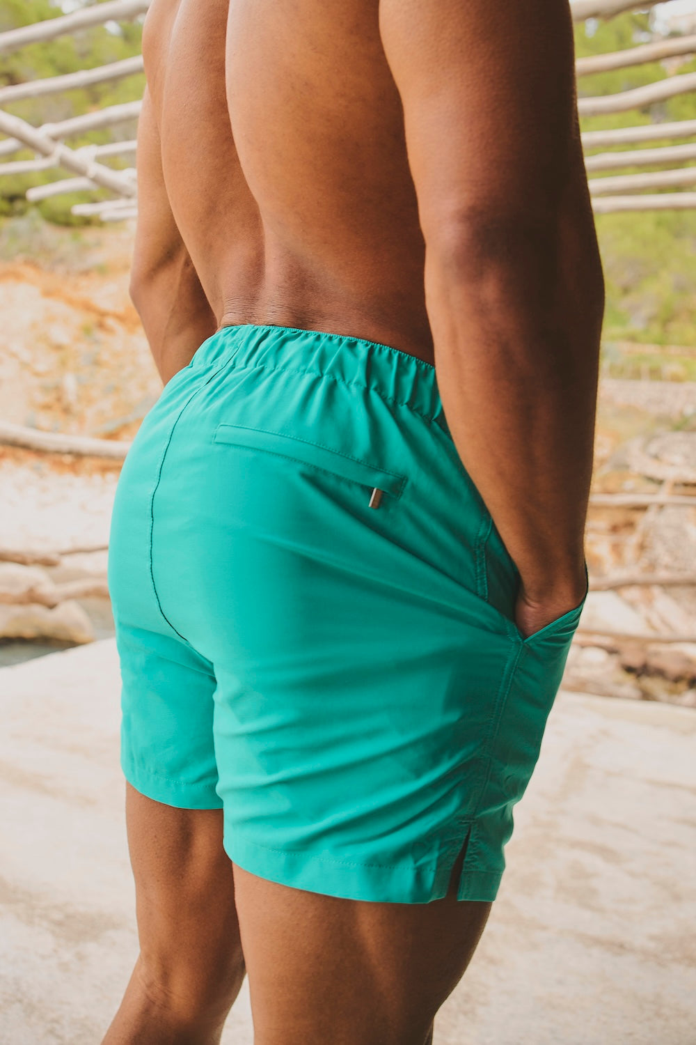 Quick Dry Plain Swim Short in Aqua