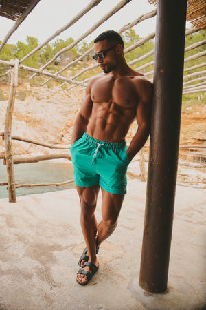 Quick Dry Plain Swim Short in Aqua
