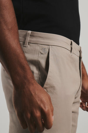 Muscle Fit Cotton Stretch Chino Trousers in Stone