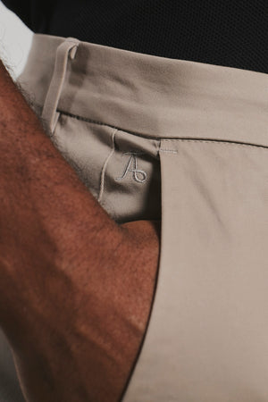 Muscle Fit Cotton Stretch Chino Trousers in Stone