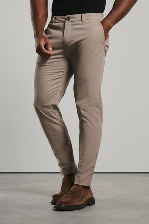 Muscle Fit Cotton Stretch Chino Trousers in Stone