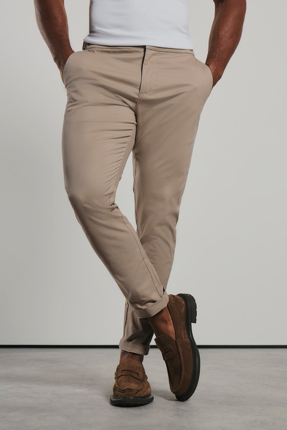 Smart Chino Side Adjuster Trousers in Stone