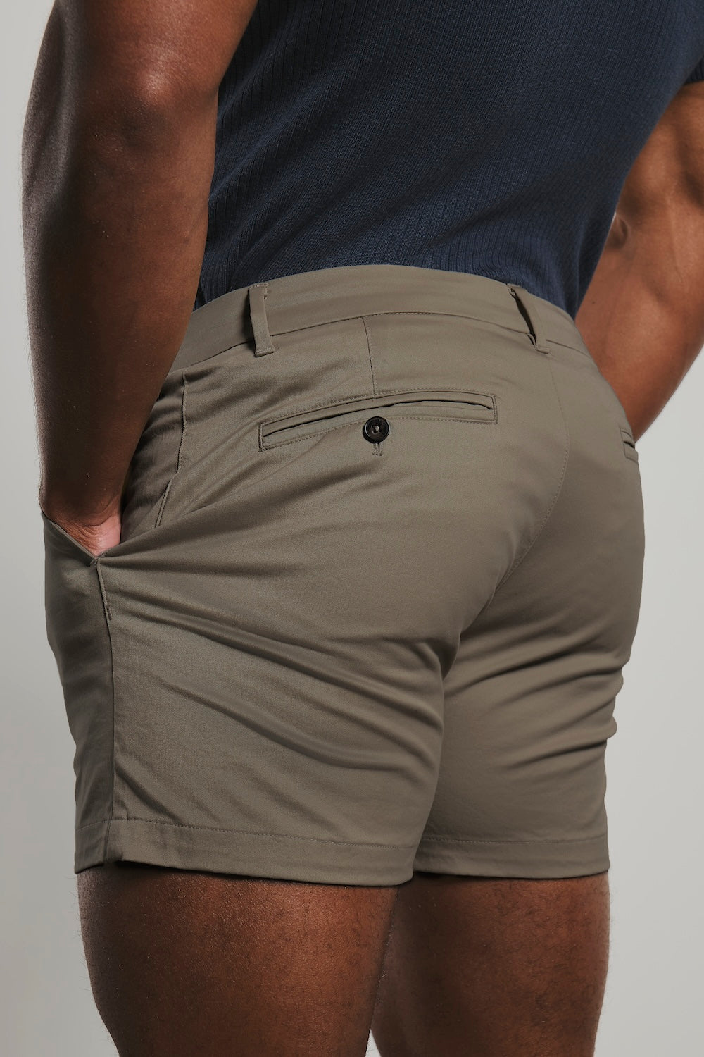 Muscle Fit Chino Shorts - Shorter Length in Stone