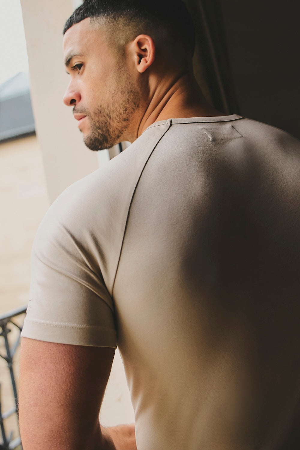 Mercerised Cotton T-Shirt in Stone