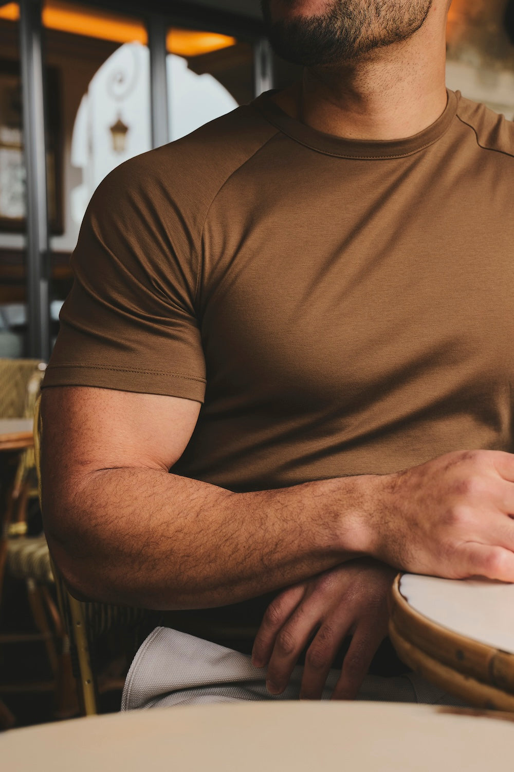 Mercerised Cotton T-Shirt in Chestnut