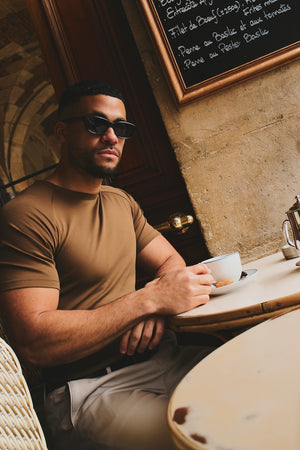 Mercerised Cotton T-Shirt in Chestnut