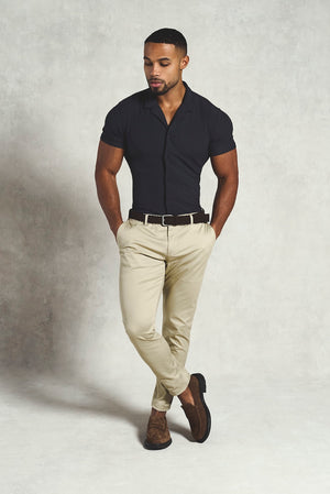 Textured Cuban Collar Shirt in Graphite