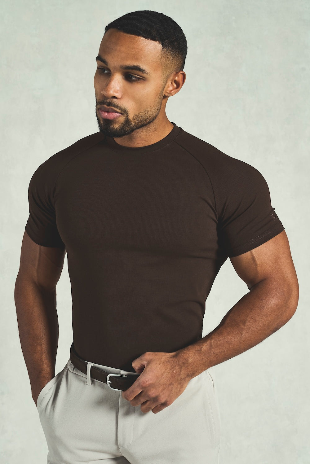 Textured Jersey T-Shirt in Chocolate