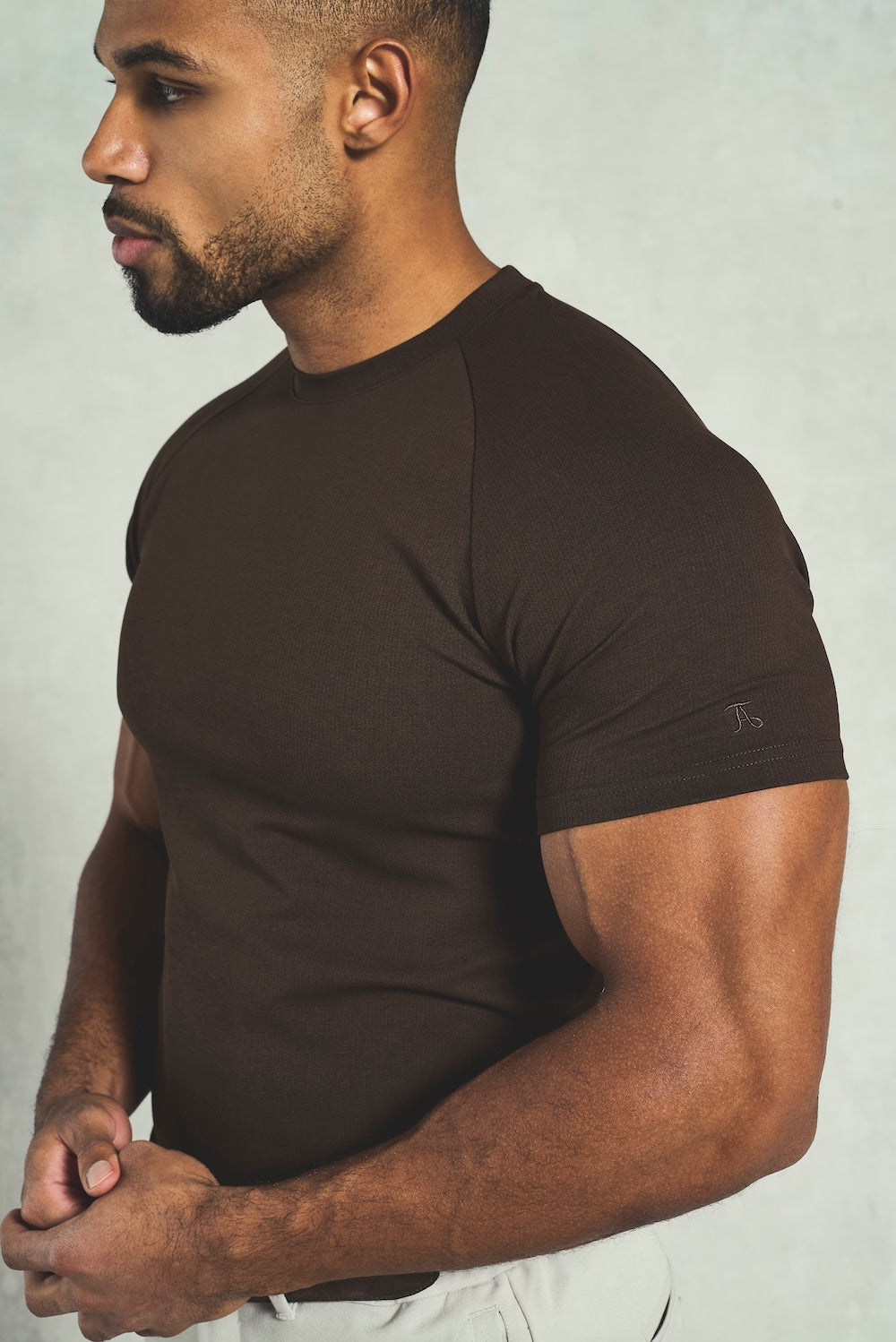 Textured Jersey T-Shirt in Chocolate