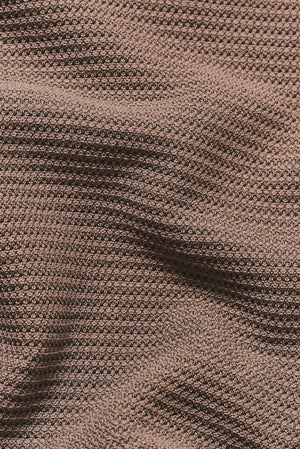 Textured Knitted Open Collar Polo Shirt in Mink