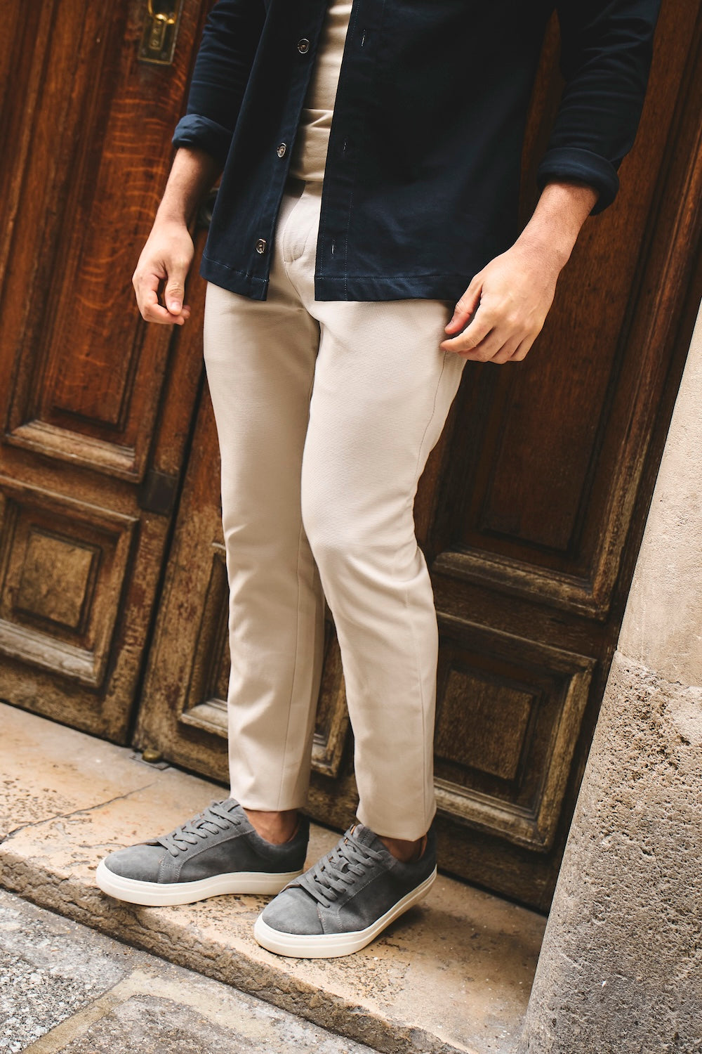 Textured Trousers in Stone