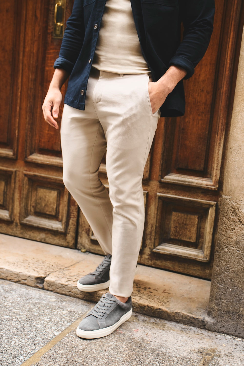 Textured Trousers in Stone