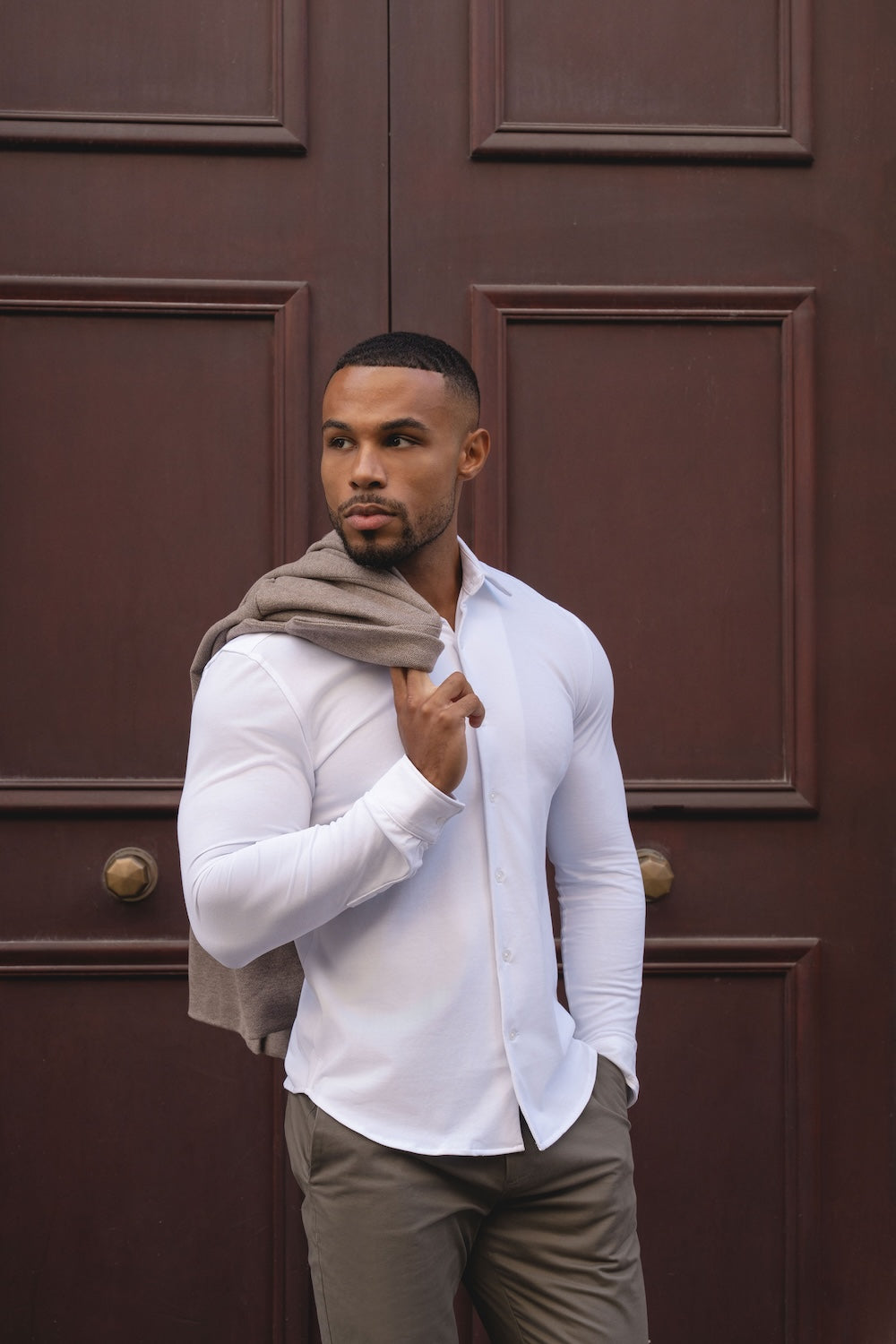 Textured Jersey Shirt in White