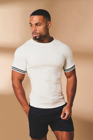Tipped Fashion Fit T-Shirt in White and Navy
