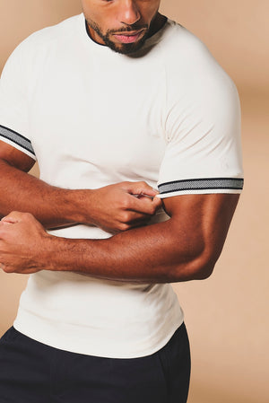 Tipped Fashion Fit T-Shirt in White and Navy