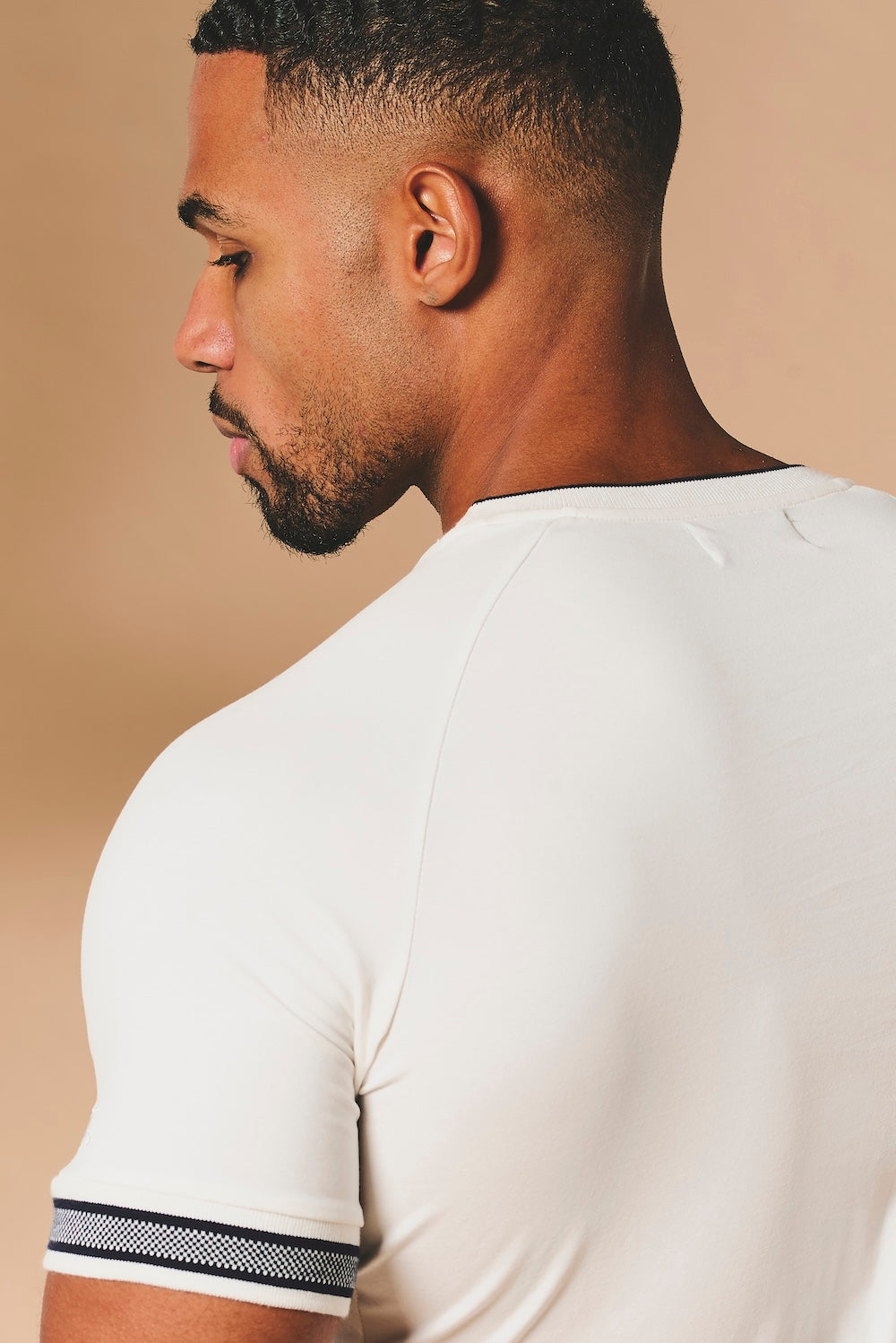 Tipped Fashion Fit T-Shirt in White and Navy