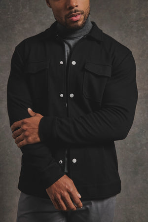 Twill Jersey Shacket in Black