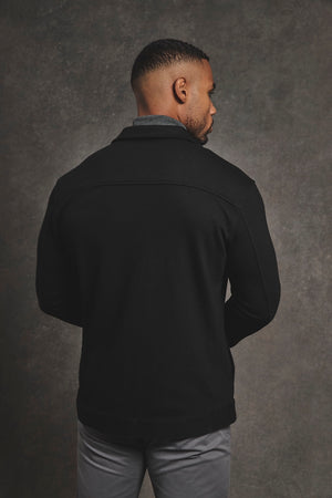 Twill Jersey Shacket in Black