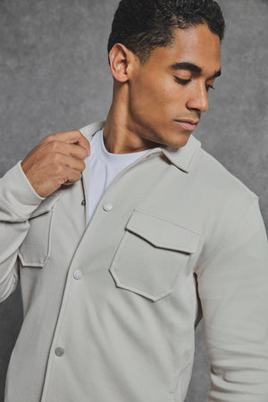 Twill Jersey Shacket in Stone