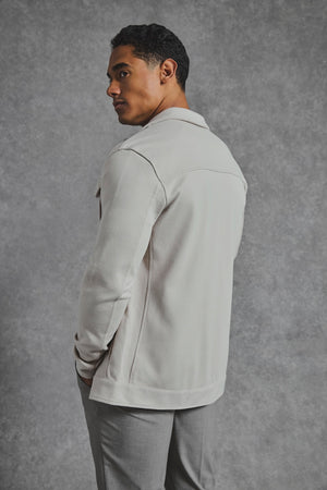 Twill Jersey Shacket in Stone