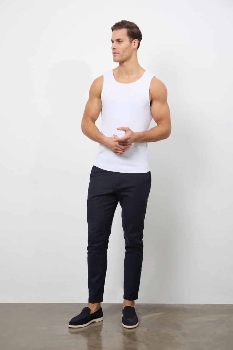 Ribbed Vest in White - TAILORED ATHLETE - ROW