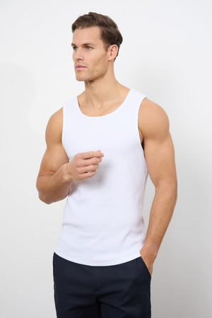 Ribbed Vest in White - TAILORED ATHLETE - ROW