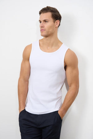 Ribbed Vest in White - TAILORED ATHLETE - ROW
