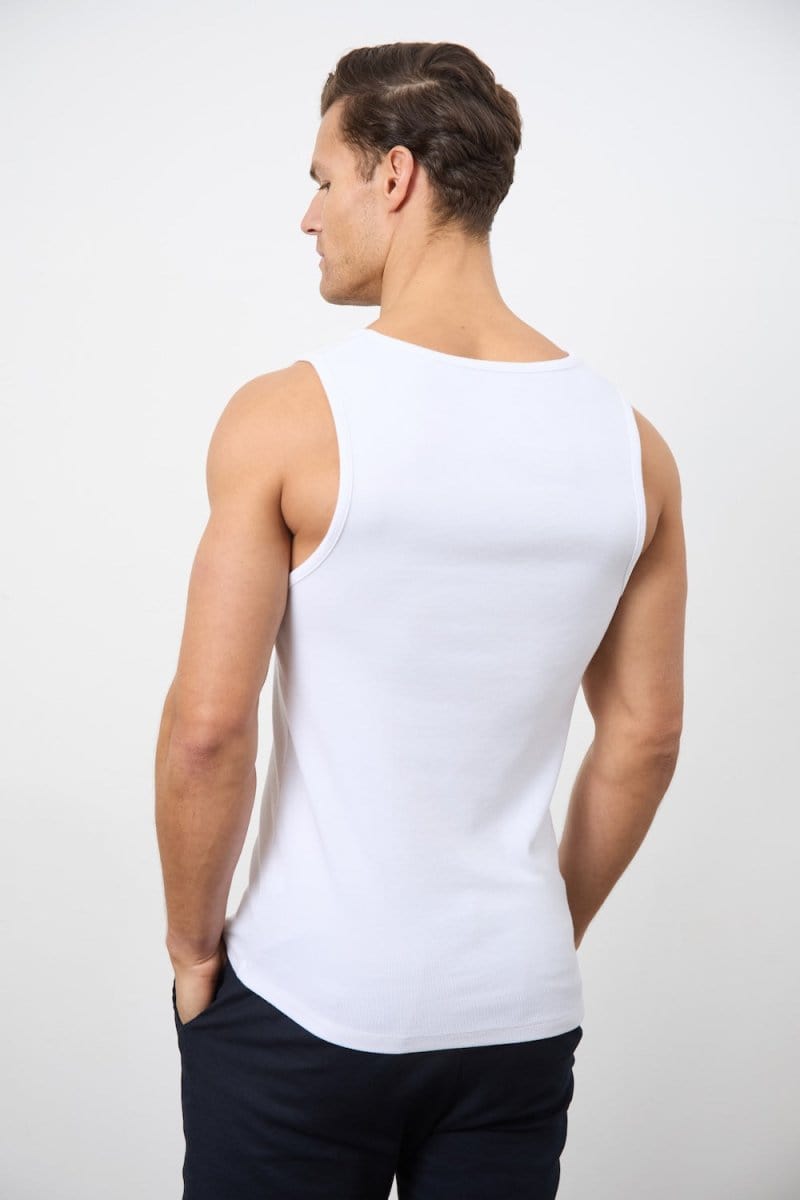 Ribbed Vest in White - TAILORED ATHLETE - ROW