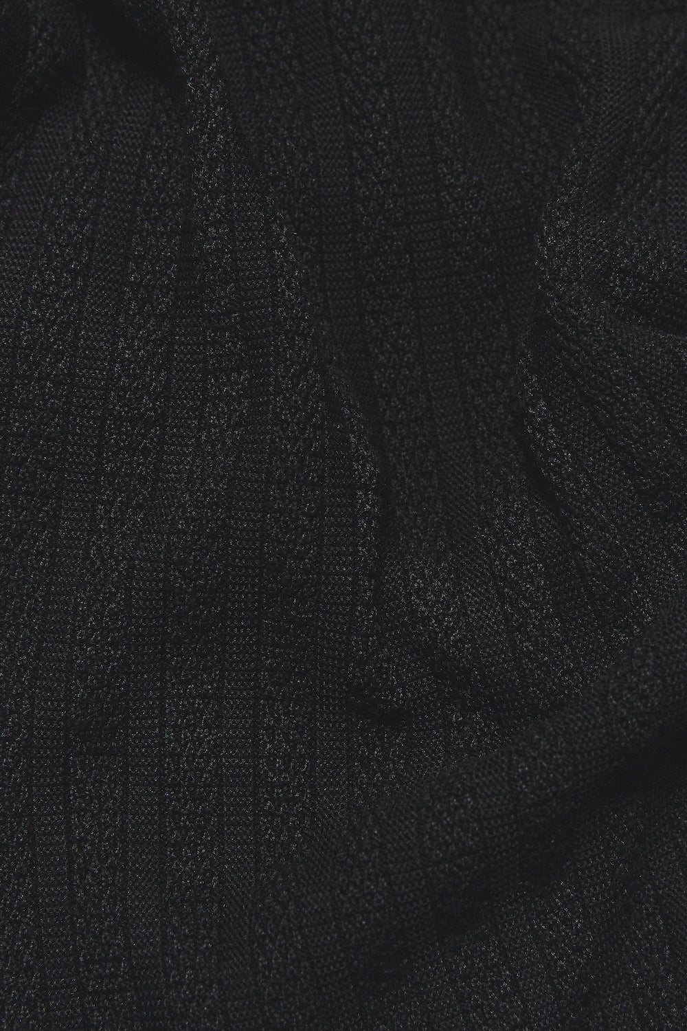 Vertical Stripe Knitted Open Collar Polo Shirt in Black