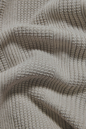 Vertical Stripe Knitted Polo Shirt in Stone